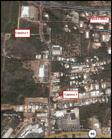 Image of the Project site showing location of the cameras